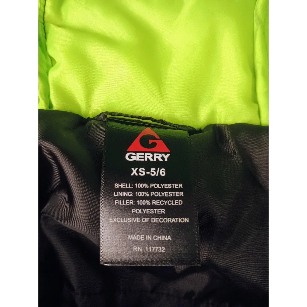 Gerry Jacket Kids XS 5/6 Blue Black Hooded‎ Puffer Full Zip Insulated Winter
